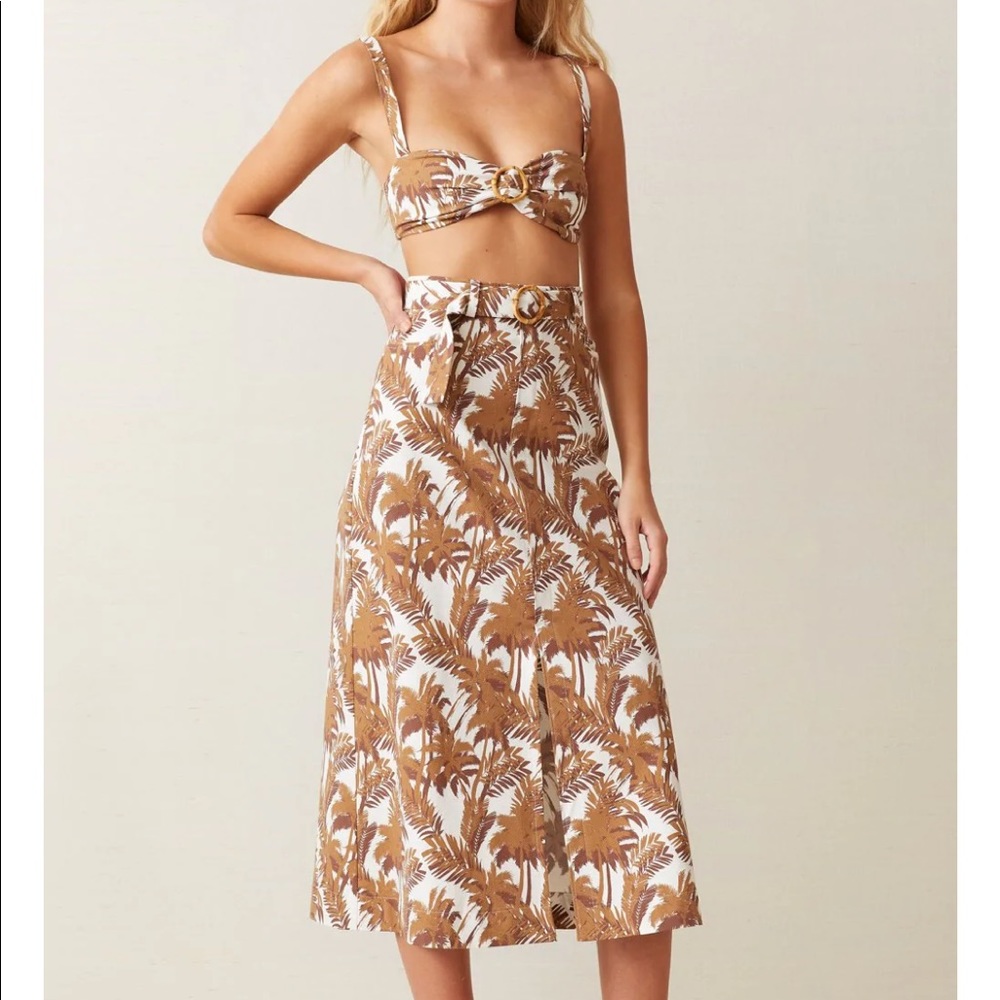 Bec+Bridge Party Wave Midi Skirt & Bralette 60s tiki set excellent condition US6